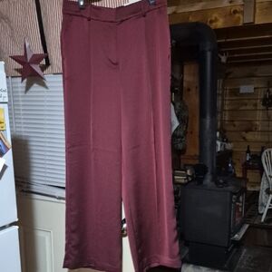 LOFT Maroon Wide Leg Pants